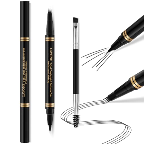 Eyebrow Pen, 2-in-1 Waterproof Eyebrow Pencil with 4 Tip Microblading Brow Pen and Ultra-Precise Brow Pencil,with Dual-ended Eyebrow Brush,Eyebrow Makeup for Natural Looking