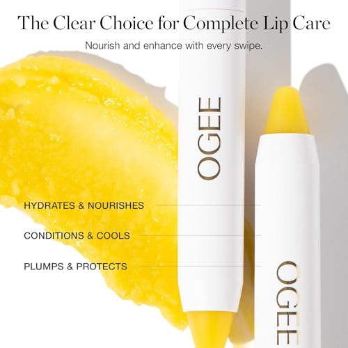 Ogee Sculpted Lip Oil - Lip Stain Made with 100% Organic Coconut Oil, Jojoba Oil, and Vitamin E - Best as Lip Balm or Overnight Lip Treatment - CLEAR (Pack of 2)