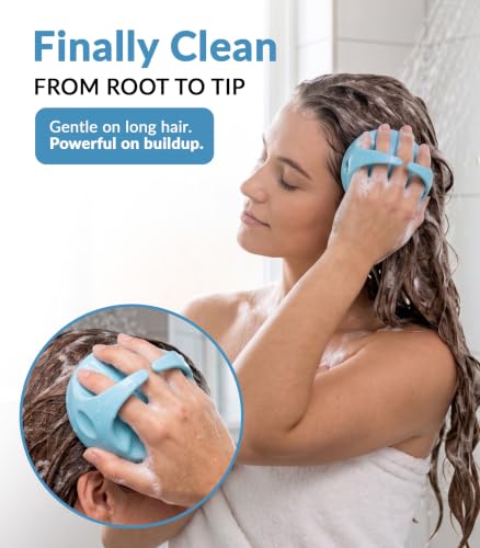 Flathead Products 1-Pack Hair Scalp Massager & Shampoo Brush for Dandruff Removal - Wet & Dry, Promotes Hair Growth, Includes 2 Swappable Heads