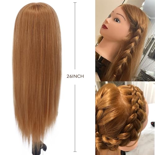 80% Real Human Hair Mannequin Head 26-28" with Clamp & Tools