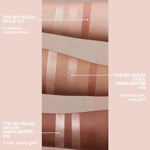 3INA MAKEUP - The No - Rules Stick Highlighter 312 - Rose Gold Tone Pen Highlighter - for Eyes Lips Cheeks - Highlighter Makeup Stick for Natural and Luminous Finish - Vegan - Cruelty Free