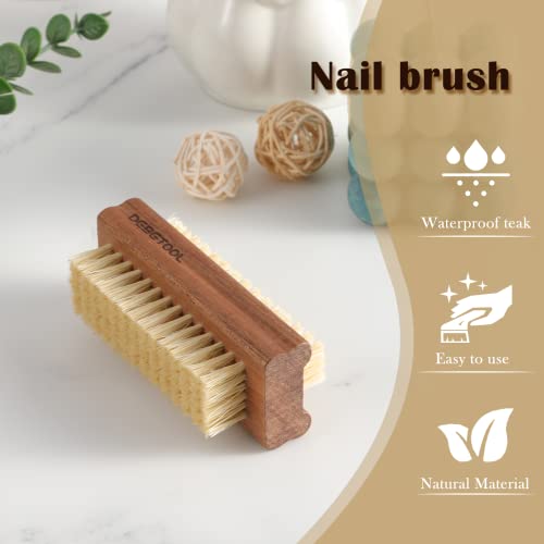 Natural Acacia Wood Nail Brush 2 Pack - Double-Sided Scrub for Hands & Nails