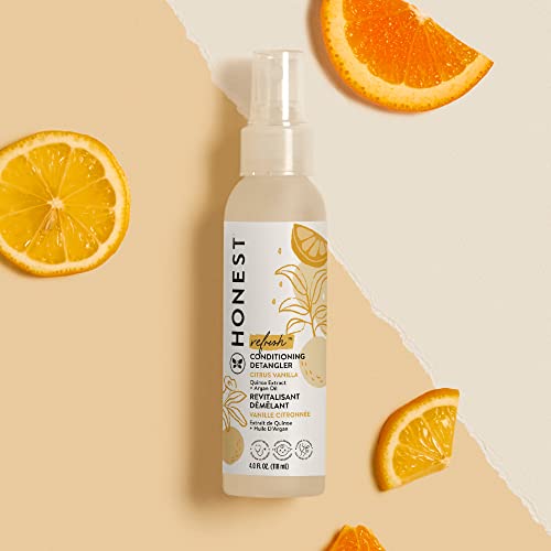 The Honest Company Conditioning Hair Detangler | Leave-in Conditioner + Fortifying Spray | Tear-free, Cruelty-Free, Hypoallergenic | Citrus Vanilla Refresh, 4 fl oz