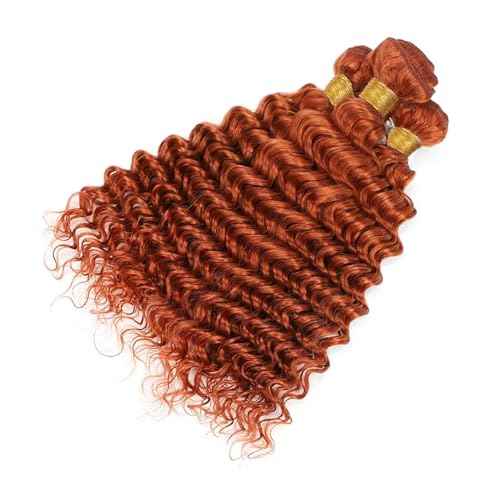 Dark Orange Human Hair Color 350 Bundles Ginger Deep Wave Bundles Brazilian Virgin Remy Hair Extensions Double Weft Ginger Orange Deep Wave Human Hair Weave 14 16 18 Inch