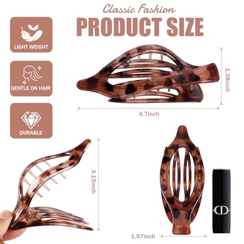 Flat Hair Clips for Women - 6 Pack Medium Claw Clips