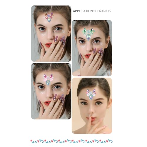 Face Gems Rhinestone Stickers - Self-Adhesive Jewels for Makeup & Parties