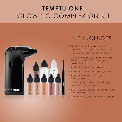 TEMPTU One Cordless Airbrush Makeup Kit with Compressor, 11-Piece Set