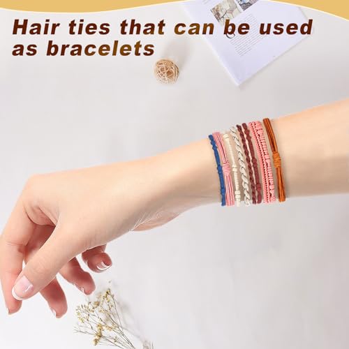48 Pcs Boho Hair Ties Elastic Ponytail Holders No Damage