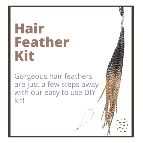 Rooster Feather Hair Extensions Kit - 20 Real Feathers