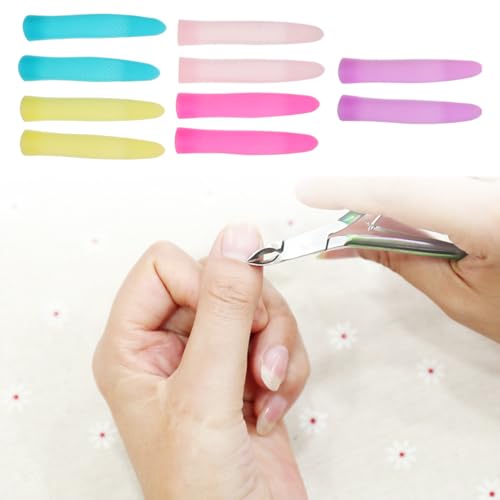 Mipcase Anti-Slip Handle Covers for Nail Cuticle Scissors 5 Pairs Silicone Sleeves for Manicure Pedicure Tools Nail Art Accessories