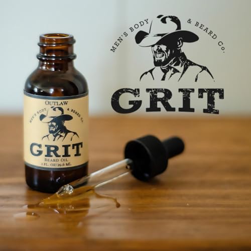 GRIT Outlaw Premium Beard Oil (1 Fl oz) | Coconut Oil, Vitamin E | Beard Oil for Grooming | Hydrating Conditioning Oils | Softens Brittle & Dry Facial Hair |