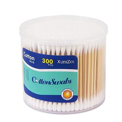 Xumzee Organic Cotton Swabs with Strong Bamboo Sticks - 300 Count