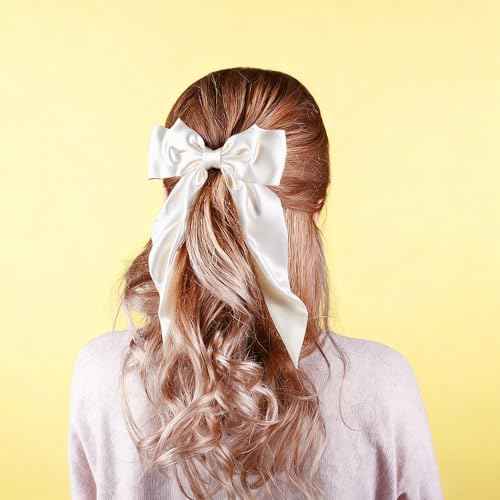 Stocking Stuffers for Women - 2 PCS White Black Hair Bows - Hair Accessories for Women Girls | Cute Clips Claws Barrettes for Mom - Christmas Birthday Valentines Day Gifts | Easter Basket Stuffers