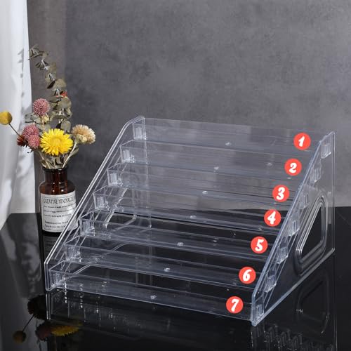 Nail Polish Organizer 84 Bottles of 7 Layers Sunglass Organizer Acrylic Display Rack Eyeglasses Storage Essential Oils Holder Makeup Organizer No Tool Needed Assembly, Clear (2 Pack)