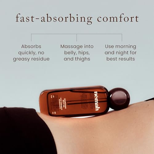 Nemah Pregnancy Belly Oil | Quick-Dry Stretch Mark Prevention, 3.4 Fl Oz