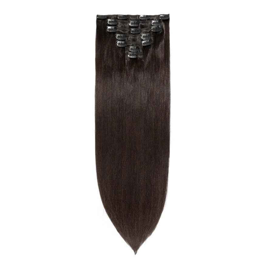 TESSHAIR Remy Hair Extensions Clip in Human Hair Nut Brown Clip in Extensions Real Human Hair 16 Inch Real Hair Extensions Clip in Human Hair Straight Human Hair Clip Ins 125g 7Pcs