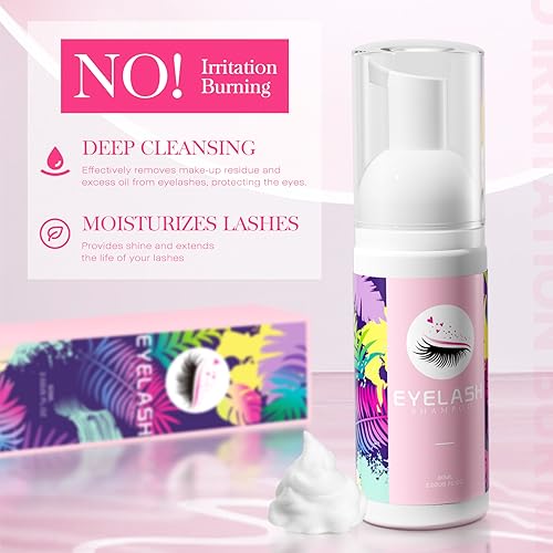 Lash Extension Shampoo Kit - 60ml Gentle Cleanser with Brushes