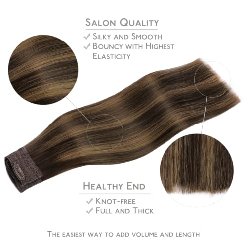 Wennalife Balayage Dark Brown Mixed Chestnut 12in 70g Wire Hair Extensions Real Remy