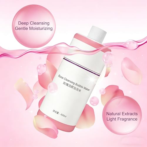 Oxygen Bubbles Facial Cleansing Solution for Hydrogen Oxygen Bubble Machine, Magic Bubble Cleaning Moisturizing and Oil Control Water Element Serum Liquid (Rose)