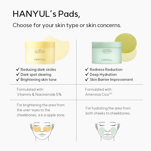 HANYUL Pure Artemisia (Mugwort) Calming Toner Pads | Deep Moisturizing and Quick Soothing Facial Pads, Herb Extracts with Cica, Korean Pre-makeup Skin Care, Redness Relief Masks, 60 Sheets, 5.74 Fl Oz