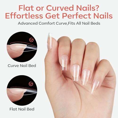 Modelones Short Coffin Nail Tips 360pcs - 15 Sizes Clear