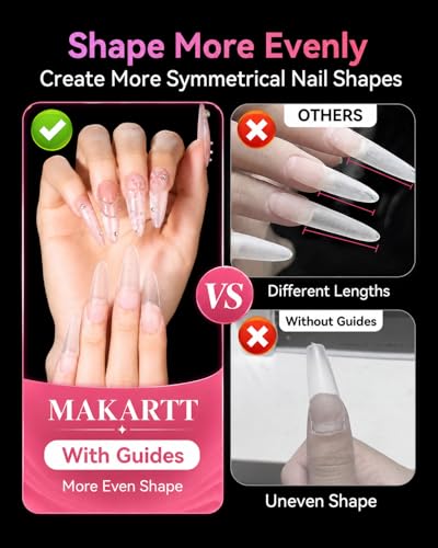 Makartt Long Almond Nail Tips - 240 PCS Full Cover for Stiletto & More