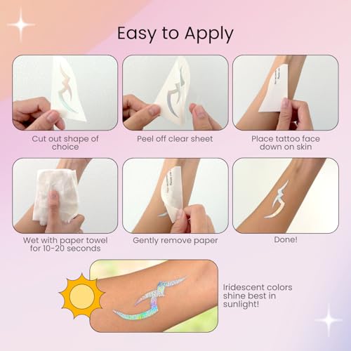 Iridescent Holographic Temporary Tattoos | 3 Sheets