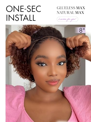LUVME HAIR 8 Inch Ombre Brown Kinky Curly Bob Wig - Glueless HD Lace
