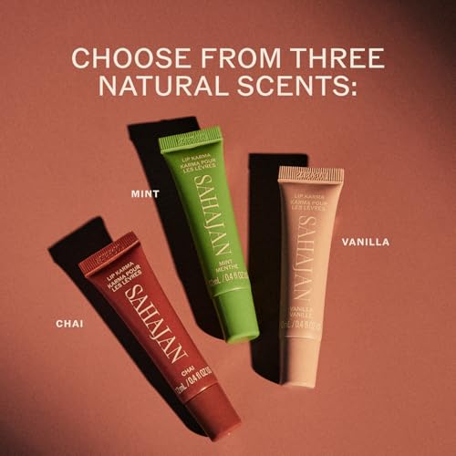 Sahajan Lip Karma Chai | Nourishing Lip Balm with Argan Oil, Castor Oil, Vitamin E | Clean Ayurvedic Hydrating Lip Balm | Softens, Smooths, Soothes Chapped Dry Lips, Lasting Moisture | 0.4 fl oz