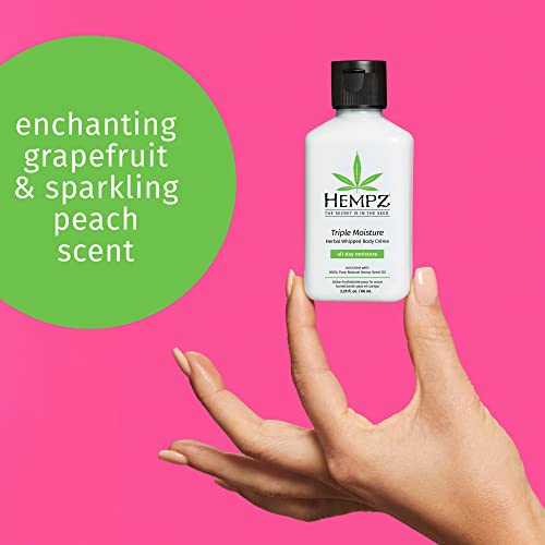 Hempz Triple Moisture Body Moisturizer 17 Oz & Whipped Body Creme with Hemp Seed Oil for 24-Hour Hydration