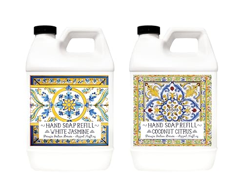 Perugia Italian Deruta Hand Soap Refill Duo – White Jasmine & Coconut Citrus, 64oz bottles