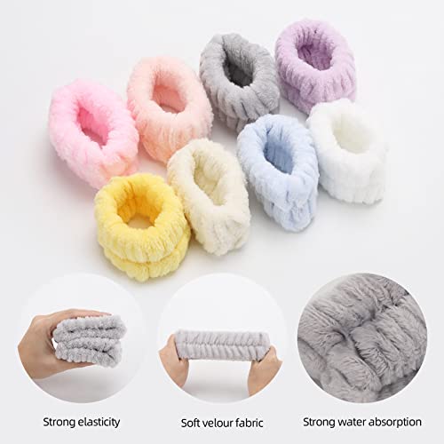 BTYMS 16 Pcs Women Face Wash Wristbands Microfiber Wrist Washband Spa Washband Wrist Towels for Washing Face, Prevent Water Running Down The Arms (Pack of 2)