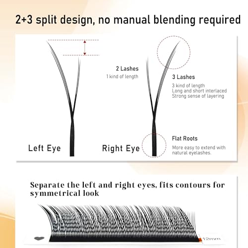 CoMango 5D Fox Eye Lashes - Premade Fans 8-13mm 0.07mm