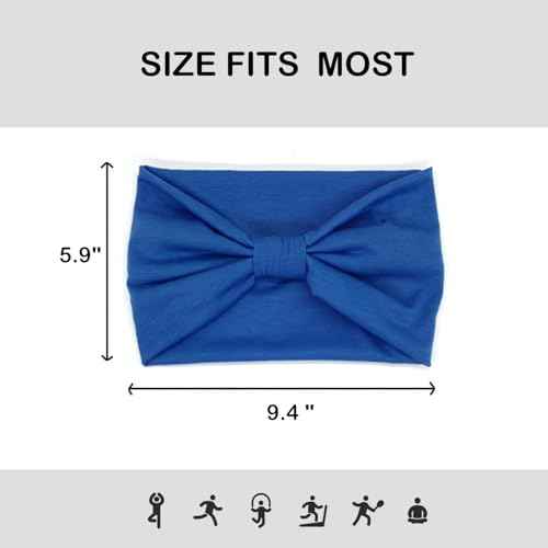 IVARYSS Wide Headbands for Women, Solid Knotted Head Wraps Turbans, Large African Style Head Bands Hair Accessories, 6 Pack