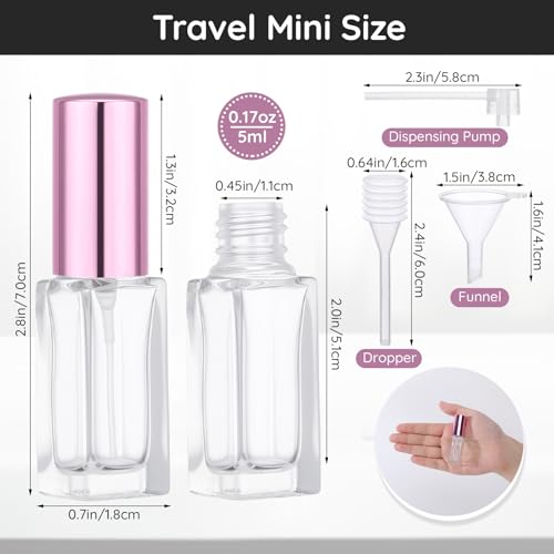 Segbeauty 60pcs 0.17oz Mini Cologne Spray Bottle Empty, Fine Mist Perfume Travel Refillable, 5ml Small Travel Cologne Sprayer Bottle Portable, Bulk Perfume Atomizer Sprayer with Dispensing Refill Kit