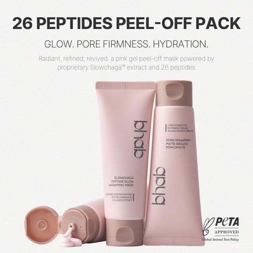 BHAB Peptide Peel Off Mask ? Glow Wrapping Mask with Vegan Collagen, Hyaluronic Acid, Ceramide & Centella, Firming Pore Smoothing Korean Face Mask for Radiance 2.53 fl oz (75ml)
