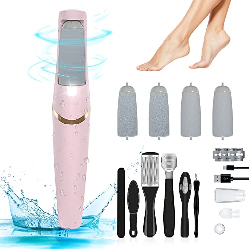 Electric Foot Callus Remover with 4 Roller Heads - Rechargeable Pedicure Kit