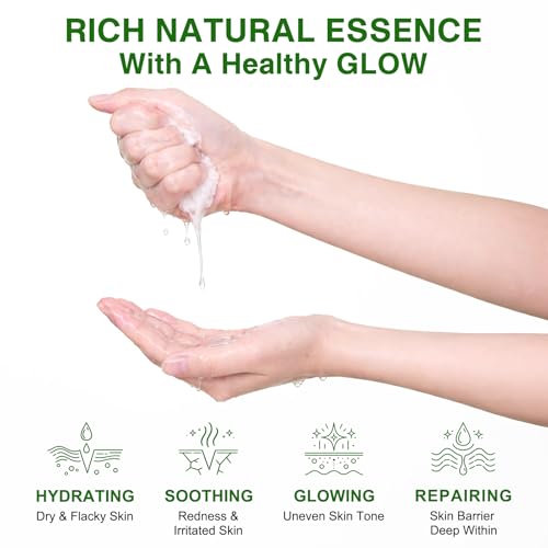 Clean Beauty Facial Sheet Mask, Hydrating Face Mask with Cactus & Centella Asiatica, 24HR Long-Lasting Moisture, Fragrance-Free Gentle for Sensitive Dry Skin, 4 Count