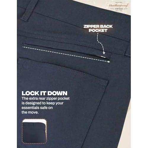 Weatherproof Vintage Men's Hiking Pants - Casual Chino | Straight Slim Fit, Quick Dry, Stretch Travel Pants for Men