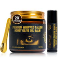 Beef Tallow and Honey Balm for Skin and Face Moisturizer Whipped with Olive Oil and Beef Tallow Lipbalm - 4oz