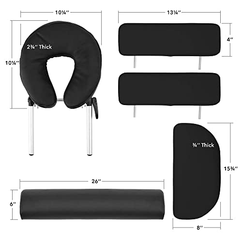 Saloniture Portable Massage Table with Backrest - Black, Deluxe Comfort & Sturdy Support