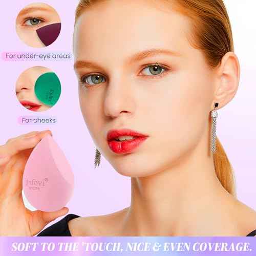 7-Pack Makeup Sponges Set, Cosmetic Sponge for Foundation & Concealer, Latex-Free Reusable Beauty Face Blender, Soft Makeup Blenders for Liquid, Cream, Powder Wet/Dry Application (Multi)