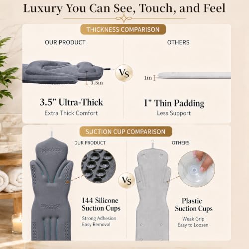 Full Body Bath Pillow 59" x 20" - 144 Suction Cups