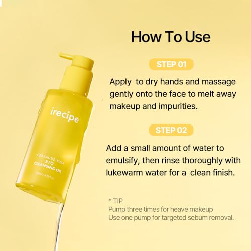 Ceramide Yuja Cleansing Oil (200ml) ? Deep Pore Cleansing, Hydrating with Yuzu & Ceramide, Non-Comedogenic, Removes Waterproof Makeup, Ideal for Acne-Prone Skin (6.76oz)