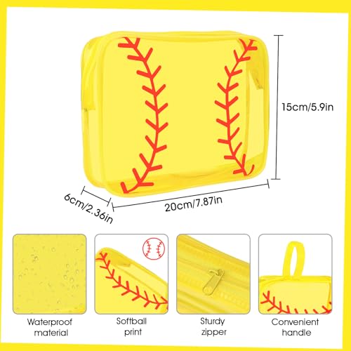 HOMIEE 40PCS Softball Cosmetic Bag, Clear PVC Makeup Bag Portable Toiletry Storage Case, Waterproof Travel Pouch Handbag Purses Organizer 8 x 6 x 2.4''
