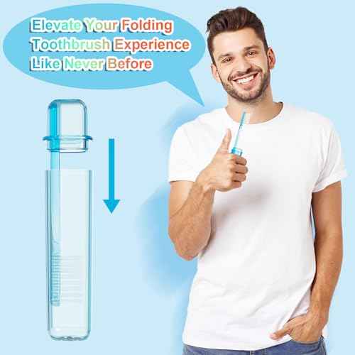 Travel Toothbrush - Folding Toothbrush, Transparent Foldable Handle, Soft Toothbrushes for Adults, Multicolor Pack of 5