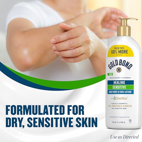 Gold Bond Healing Sensitive Daily Body & Face Lotion with Aloe Moisturizes, Heals & Soothes Dry, Sensitive Skin, Value Size, 21 oz.