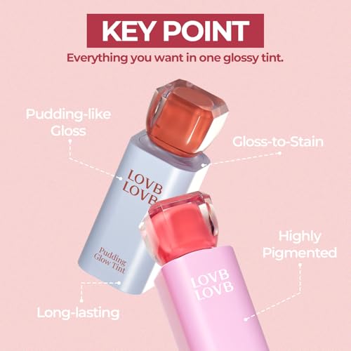 Pudding Glow Korean Lip Tint | Natural Lip Stain | Gloss to Stain | Long-Lasting & Non-Sticky | Lightweight Lip Tint | 0.14 oz. (07 COCO ROSE)
