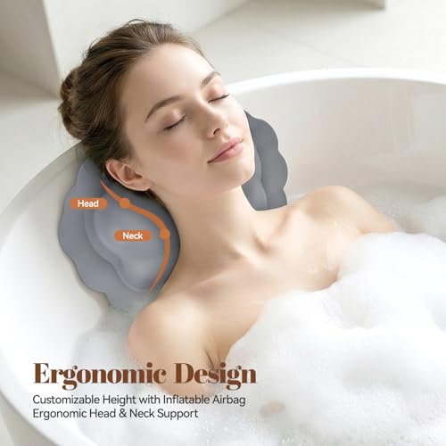 Silicone Bath Pillow with Suction Cups – Adjustable Neck Support