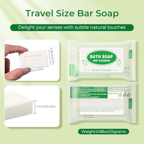 Mini Travel Size Bar Soap Bulk - Pack of 100,Individually Wrapped 0.88 oz/25 grams Small Hotel Guest Soap Bars for Vacation Rentals,Church,Homeless,Charity,Bathroom